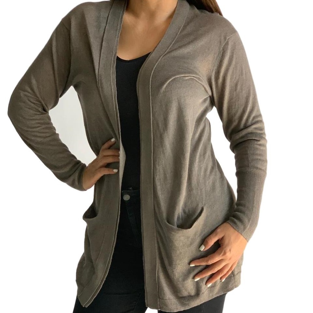 BROCHU WALKER tan cardigan size M